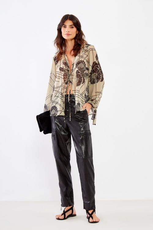 Calça Sarja Bolso Zíper - Preto