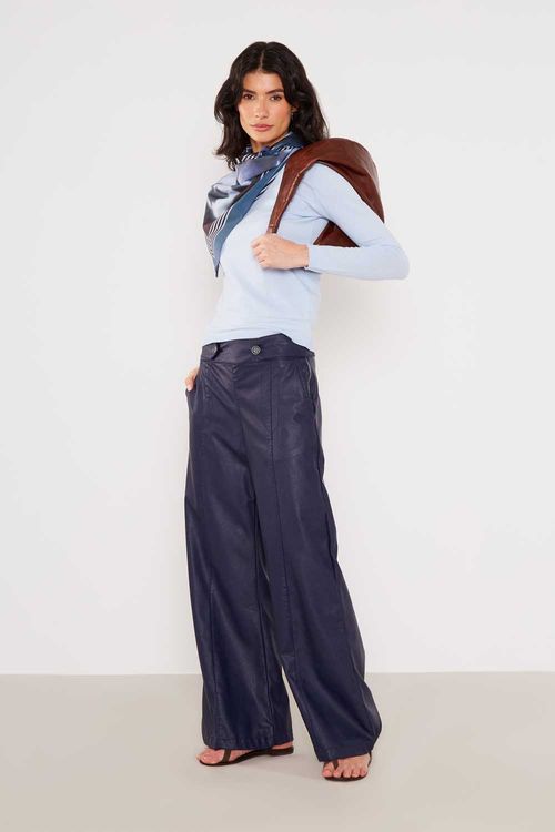Calça P.u Detalhe Botão - Azul Marinho