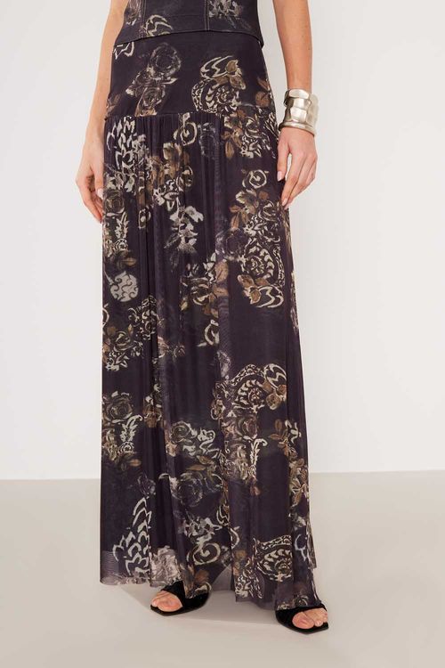 Saia Tule Estampa Camélia - Est Camelia