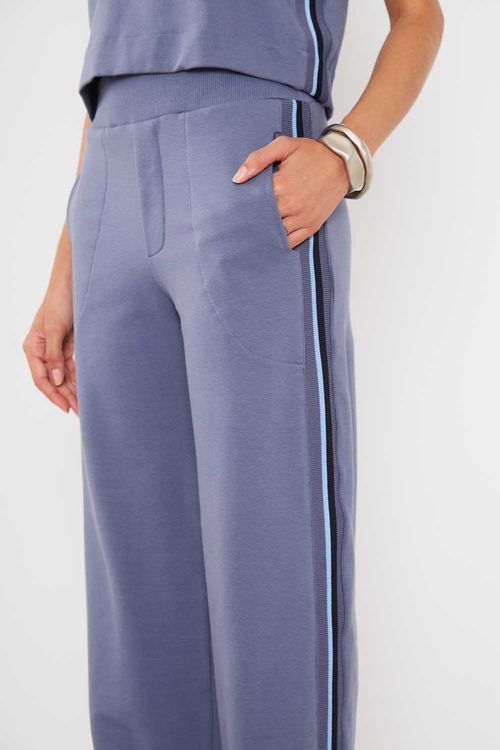 Calça Malha Reta Detalhe - Azul Cold
