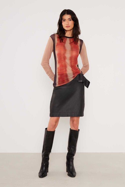 Blusa Tule Manga Estampa Raya - Est Raya