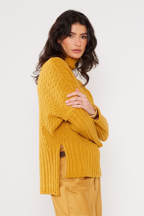 Pull Tricot Alongado - Curcuma