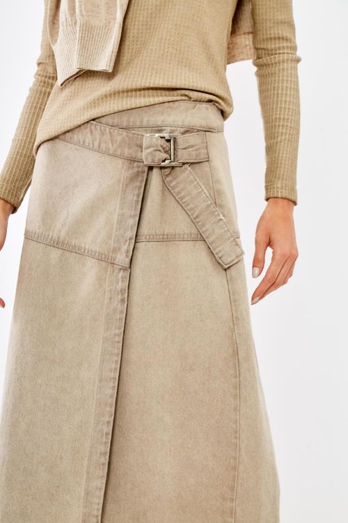 Saia Jeans Transpasse Stone - Jeans