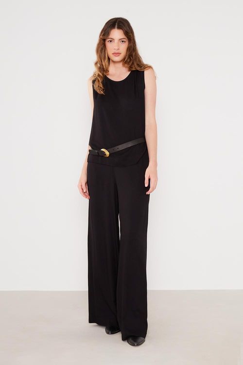 Blusa Casual Decote Degage - Preto