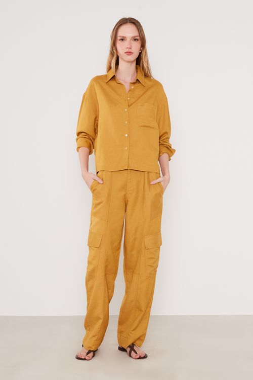 Camisa Casual Curta - Amarelo Dijon