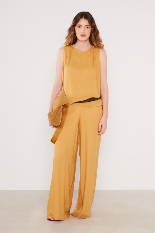 Blusa Casual Decote Degage - Amarelo Dijon