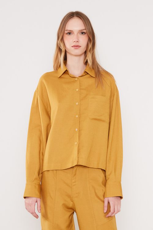 Camisa Casual Curta - Amarelo Dijon