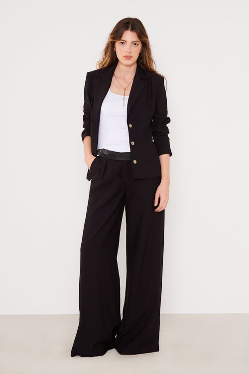 Calça Alfaiataria Pregas - Preto