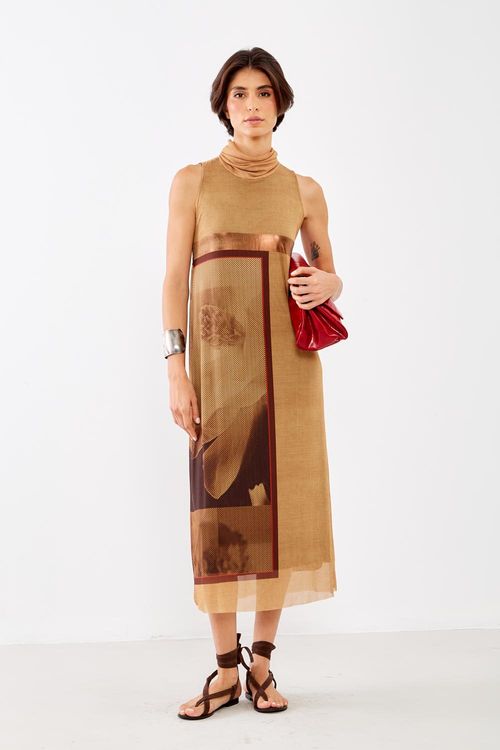 Vestido Tule Silk Lenço - Curcuma