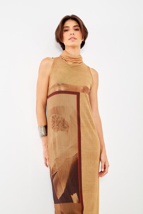 Vestido Tule Silk Lenço - Curcuma