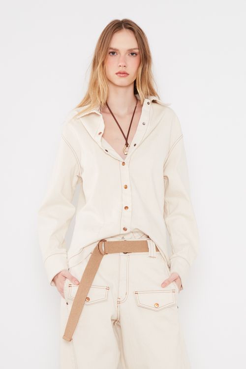 Camisa Sarja Acinturada - Cru