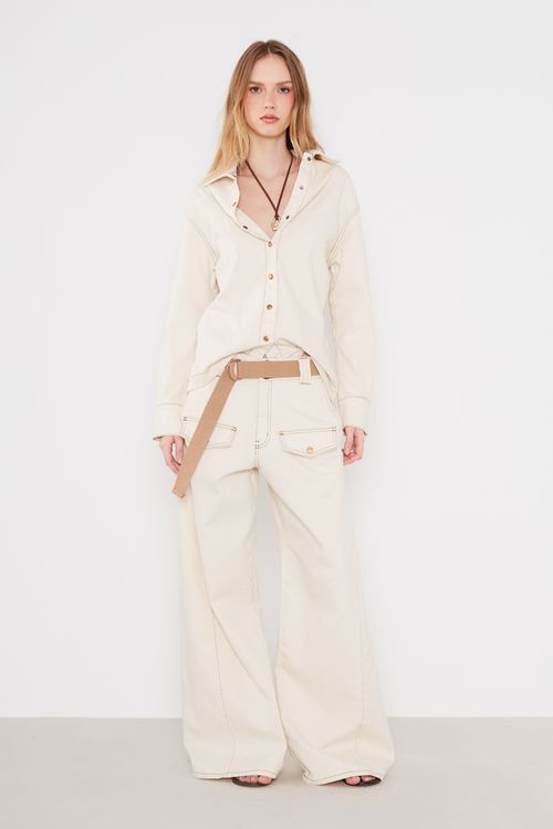 Camisa Sarja Acinturada - Cru