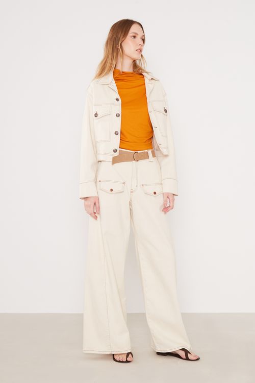 Jaqueta Sarja Cropped - Cru