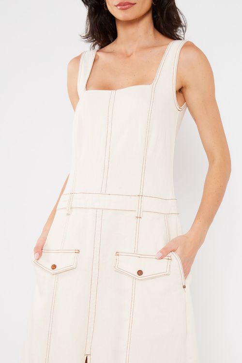 Vestido Sarja Nesga - Cru