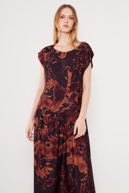 Vestido Longo Estampa Moka - Est Moka
