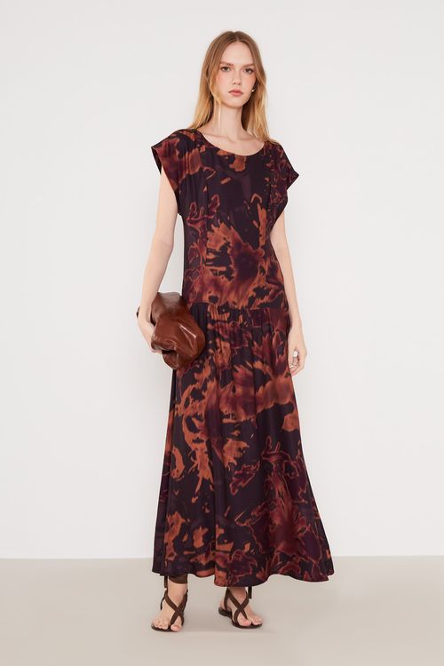 Vestido Longo Estampa Moka - Est Moka