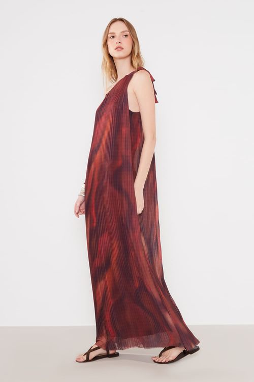 Vestido Tule Plissado Estampa Fly - Est Fly