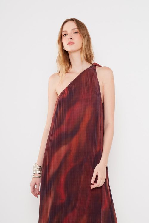 Vestido Tule Plissado Estampa Fly - Est Fly