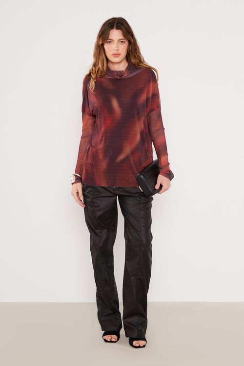 Blusa Tule Plissada Estampa Fly - Est Fly