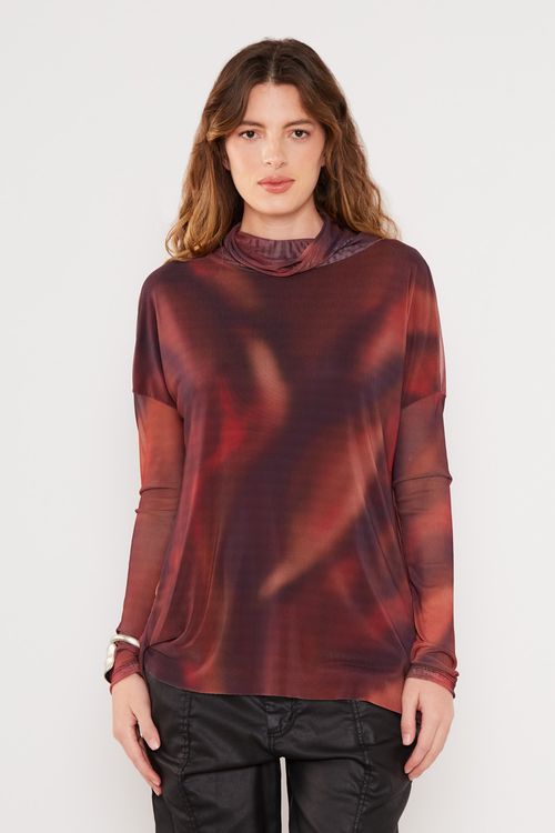 Blusa Tule Plissada Estampa Fly - Est Fly