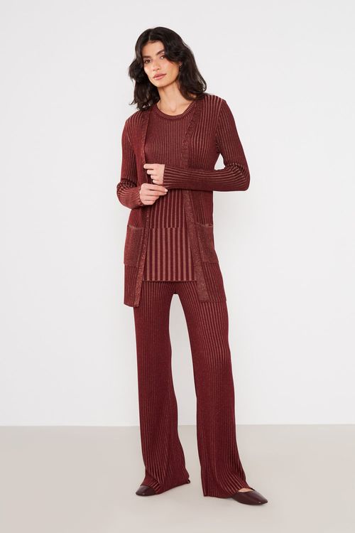 Casaco Tricot Canelado - Burgundy