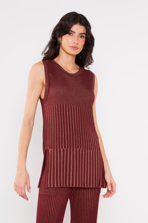 Regata Tricot Canelada Alongada - Burgundy