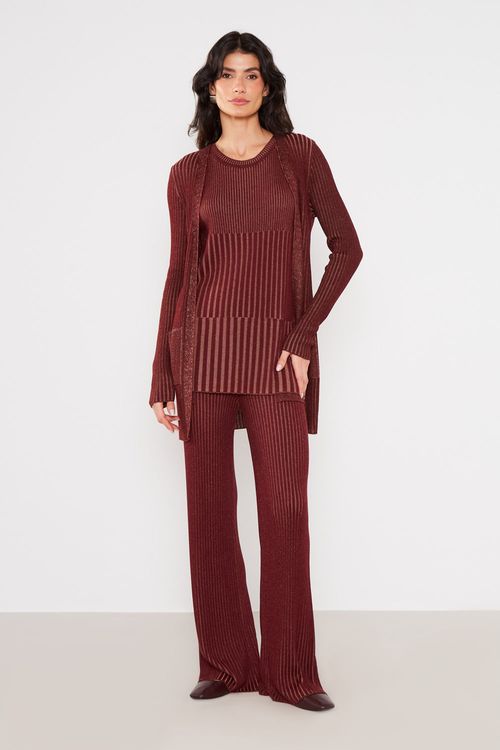 Regata Tricot Canelada Alongada - Burgundy