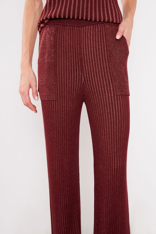 Calça Tricot Canelada - Burgundy