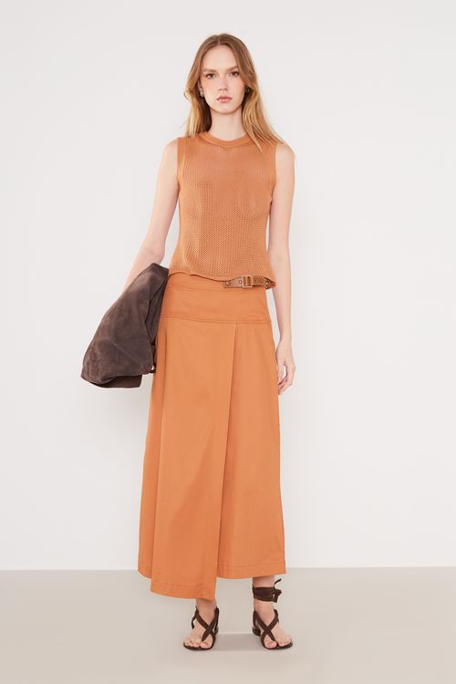 Blusa Tricot Furos - Caramelo