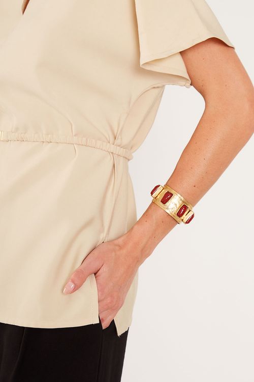Bracelete Jaspe - Ouro Fosco