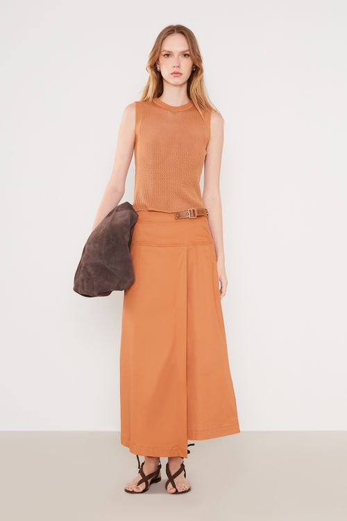 Saia Transpassada Casual - Khaki