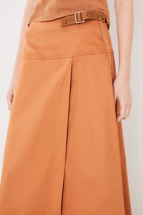 Saia Transpassada Casual - Khaki