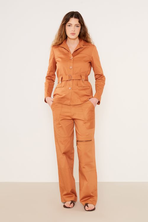 Calça Casual Recortes - Khaki