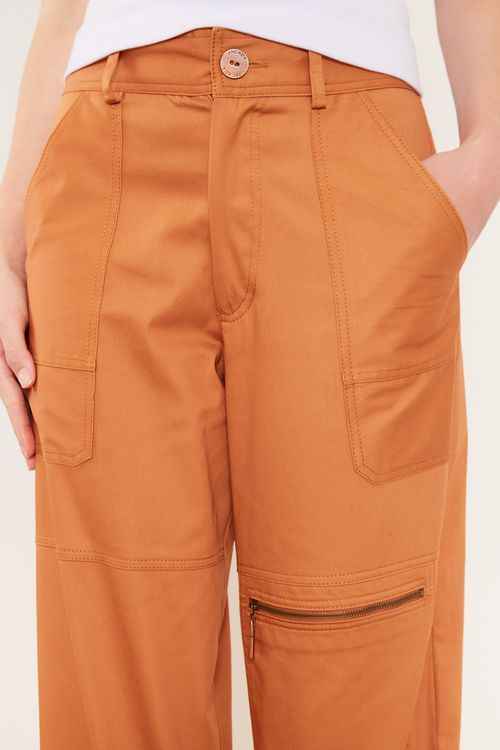 Calça Casual Recortes - Khaki