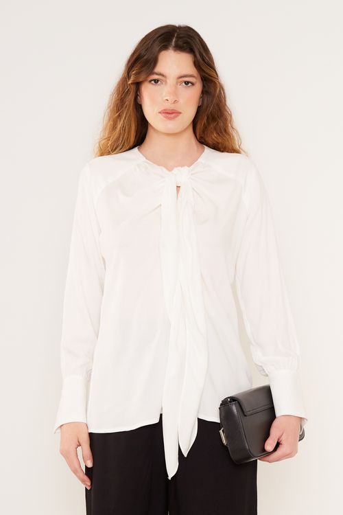 Blusa Casual Manga Longa - Off White