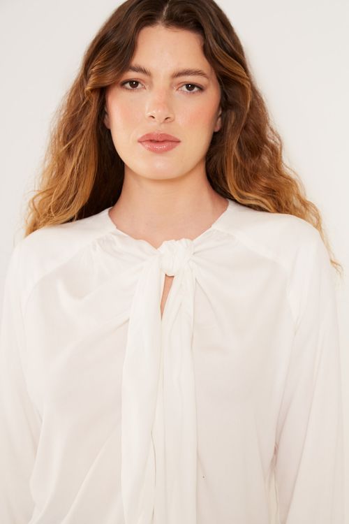 Blusa Casual Manga Longa - Off White