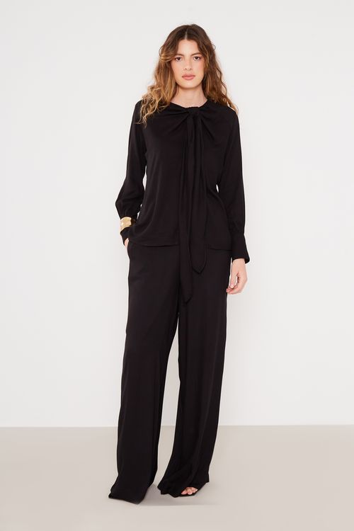 Blusa Casual Manga Longa - Preto
