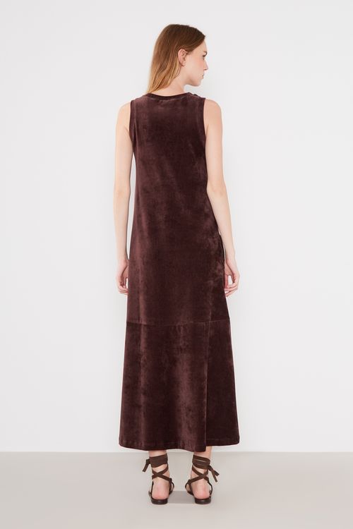 Vestido Malha Veludo - Merlot