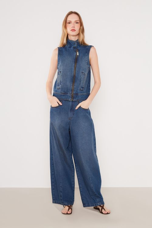 Colete Jeans Com Vivo - Jeans