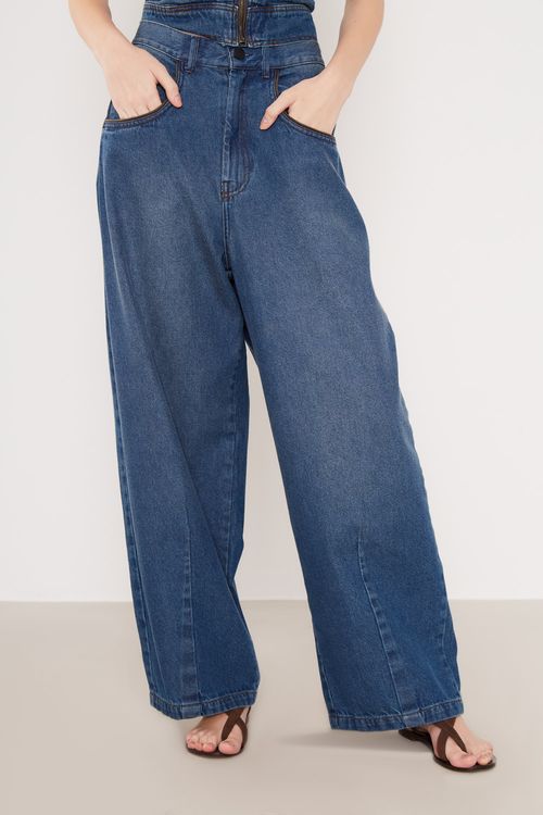 Calça Jeans Reta Com Vivo - Jeans
