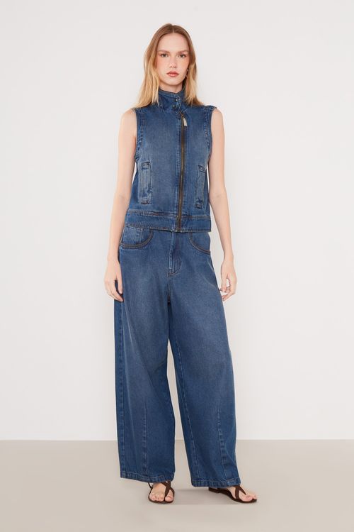 Calça Jeans Reta Com Vivo - Jeans