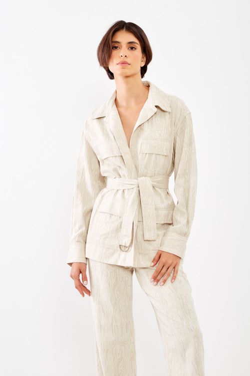 Casaco Sarja Jacquard - Cru