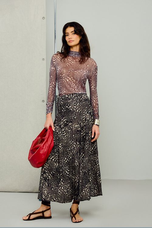 Saia Midi Estampa Alada - Est Alada