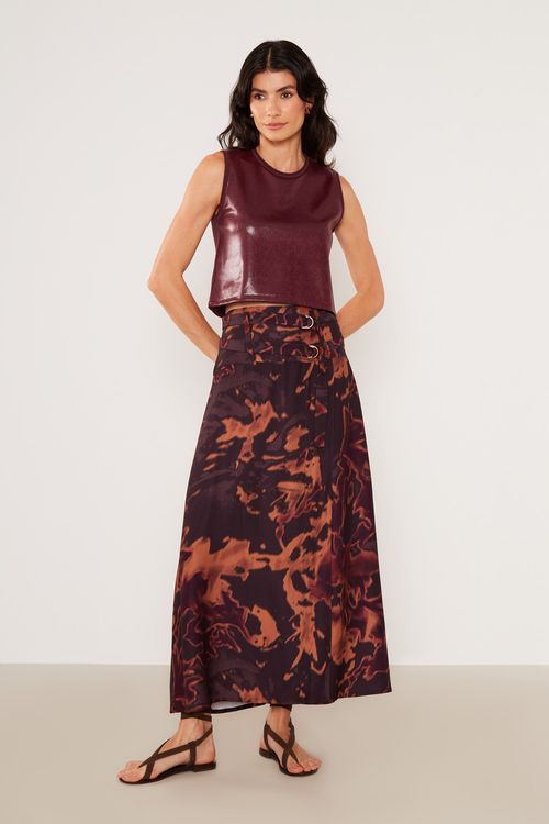 Blusa Malha Blend Resinado - Burgundy