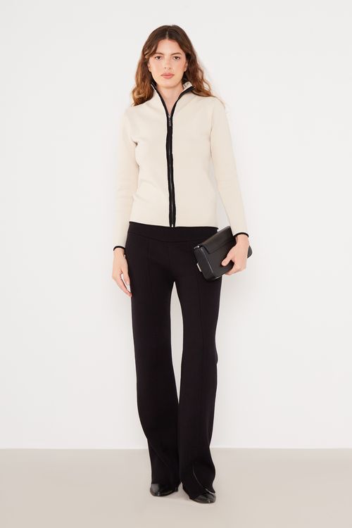 Casaco Tricot Zíper - Off White
