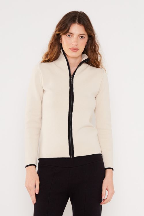 Casaco Tricot Zíper - Off White