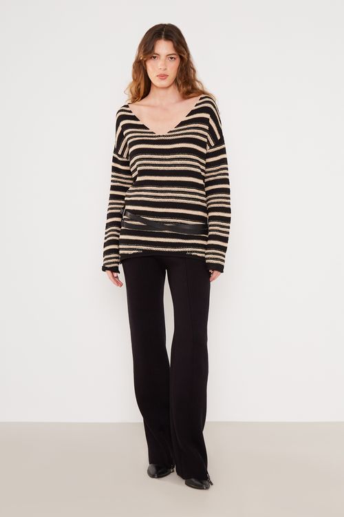 Blusa Tricot Listrada Textura - Off White