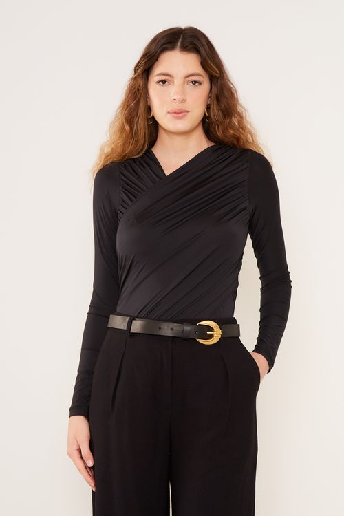 Body Malha Transpasse - Preto