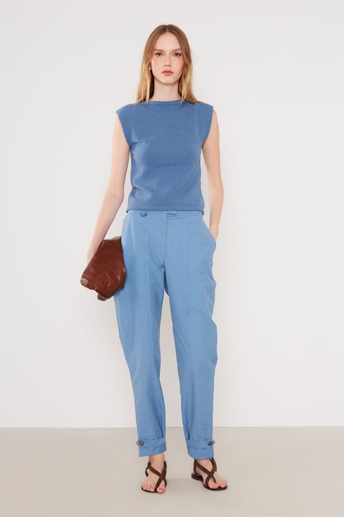 Blusa Tricot Ombreira - Azul Dark