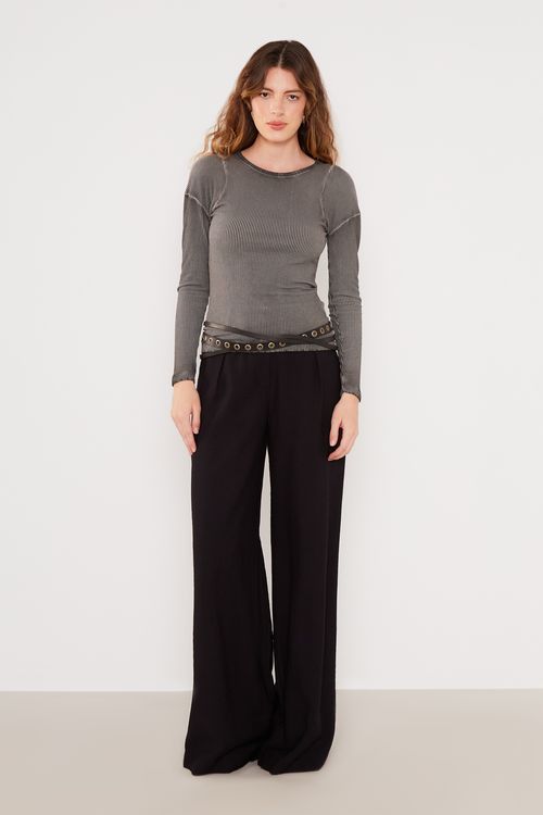 Blusa Malha Manga Longa - Preto